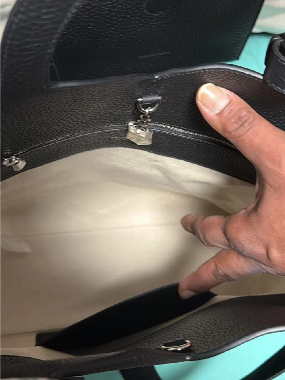 Tiffany & Co. Black 'Please Return To' Heart Leather Tote medium